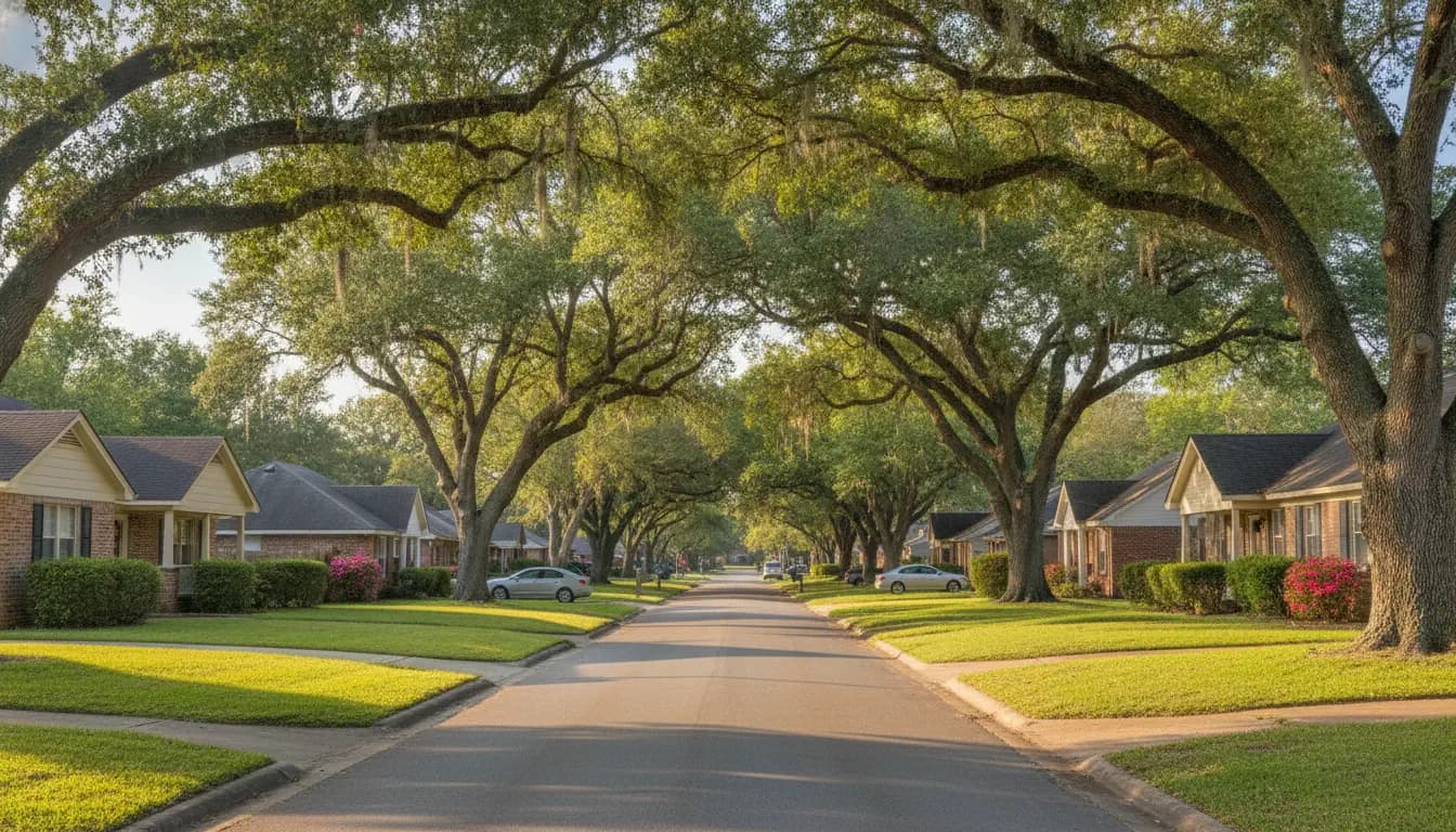 Bossier City neighborhood homes beneath mature Louisiana trees