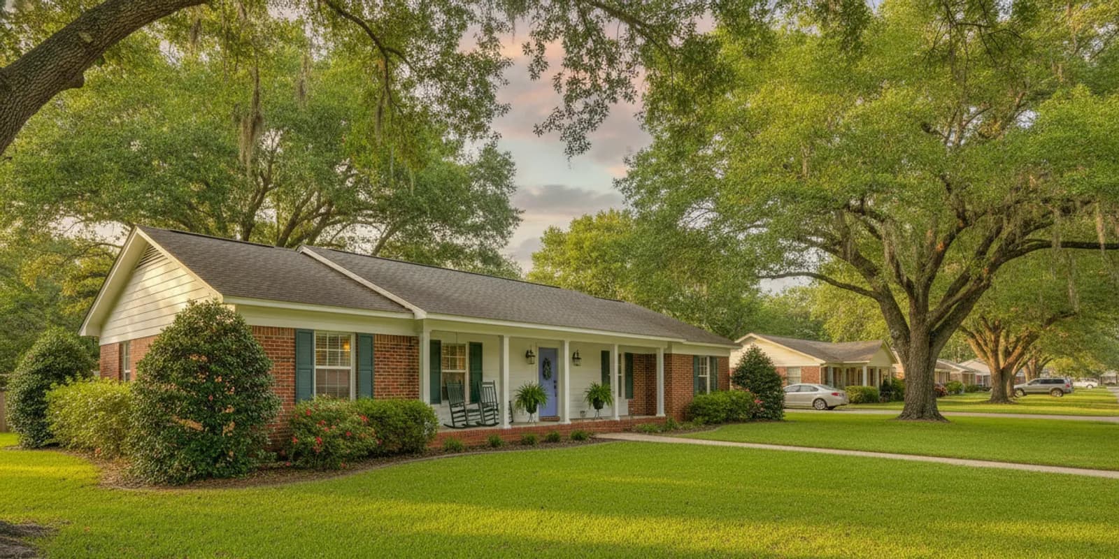 A home for sale on a quiet residential street in Haughton, Louisiana