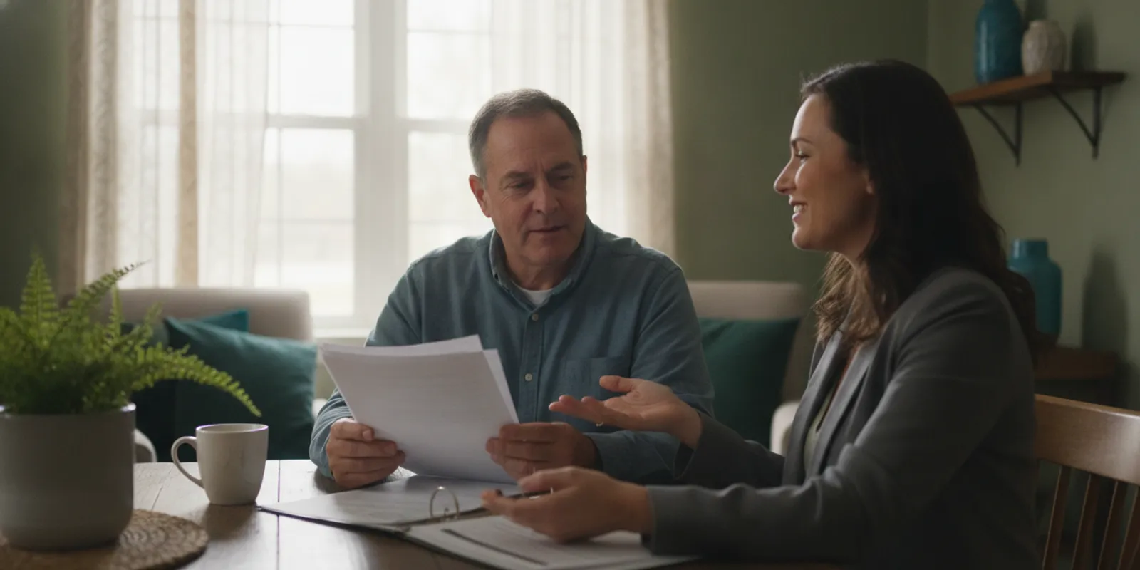 Shreveport-area homeowner reviewing a home sale with a real estate professional